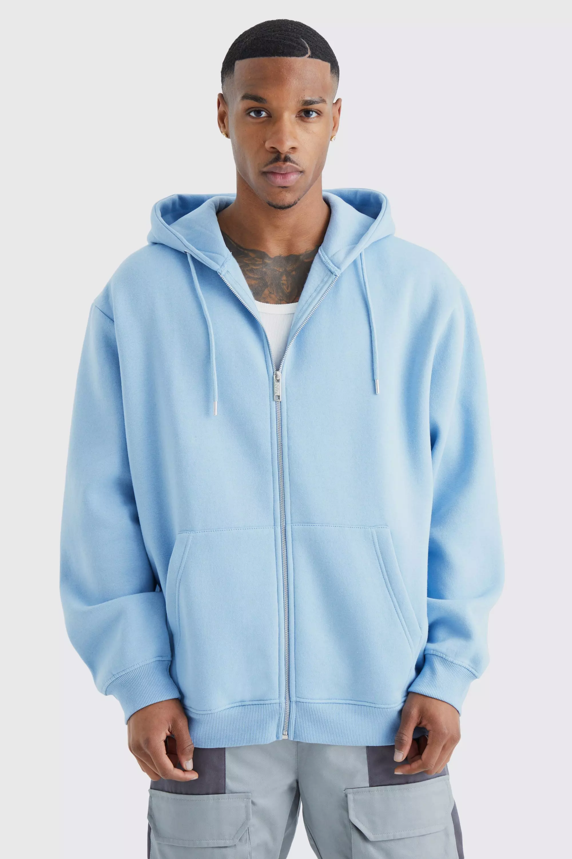 Pastel blue zip up hoodie sale